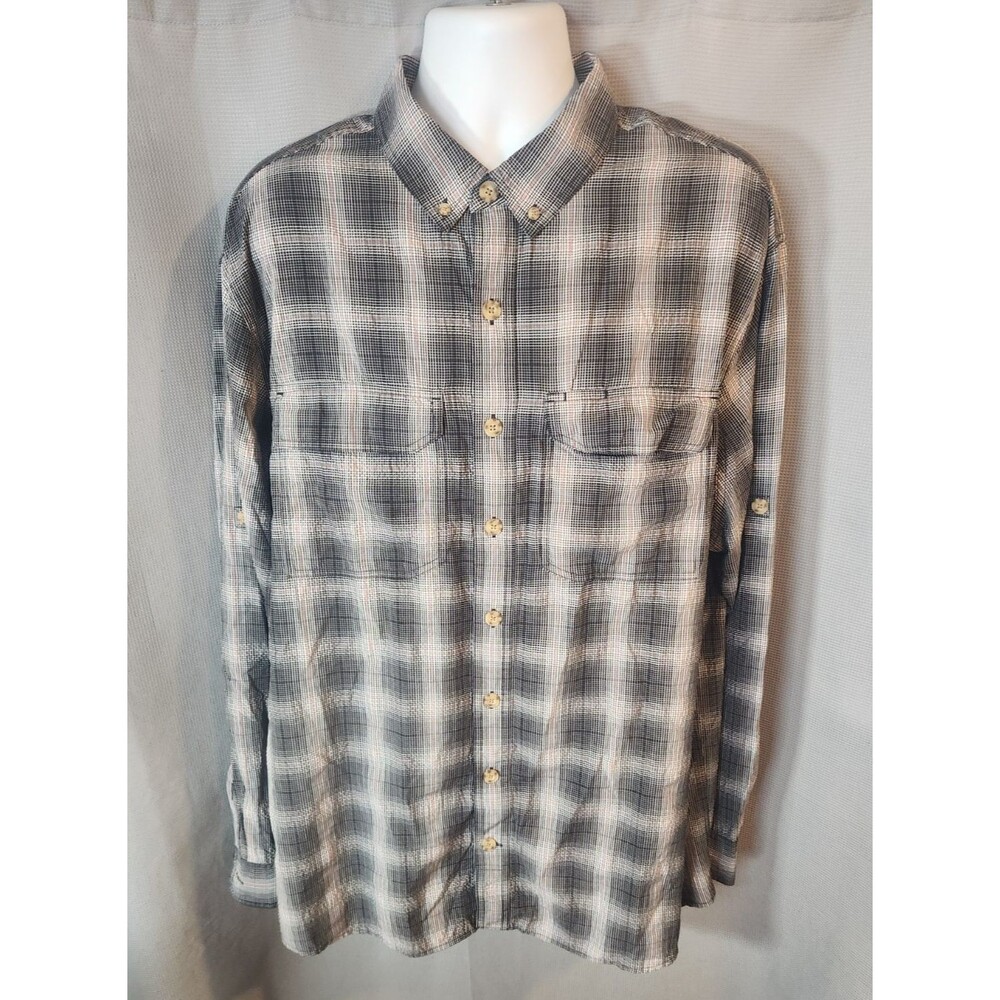 Duluth Trading Company Men's Untucked Relaxed Fit Plaid Button‎ Down Shirt XLT
